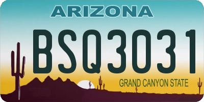 AZ license plate BSQ3031