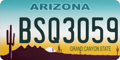 AZ license plate BSQ3059