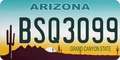 AZ license plate BSQ3099