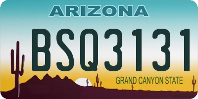 AZ license plate BSQ3131