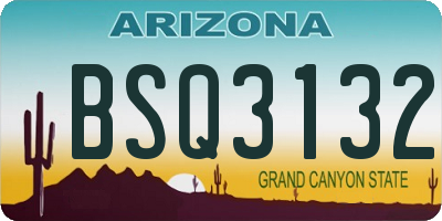 AZ license plate BSQ3132