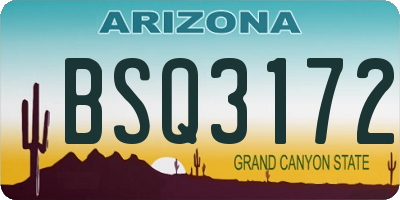 AZ license plate BSQ3172