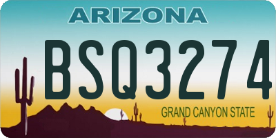 AZ license plate BSQ3274