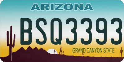 AZ license plate BSQ3393