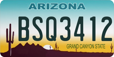 AZ license plate BSQ3412