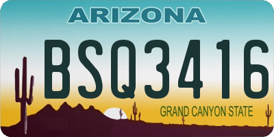 AZ license plate BSQ3416