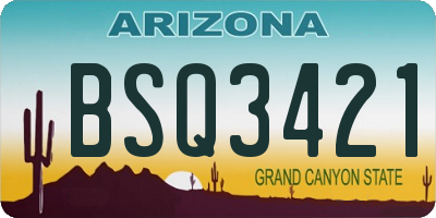 AZ license plate BSQ3421