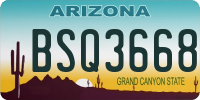 AZ license plate BSQ3668