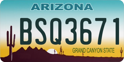 AZ license plate BSQ3671