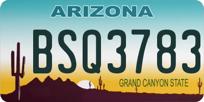 AZ license plate BSQ3783