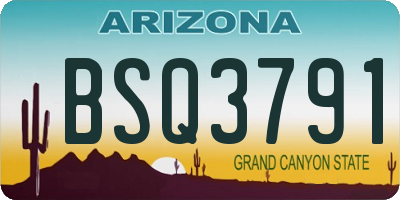 AZ license plate BSQ3791