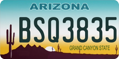AZ license plate BSQ3835