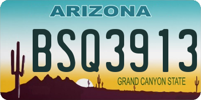 AZ license plate BSQ3913