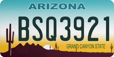 AZ license plate BSQ3921