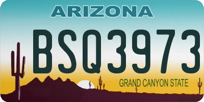 AZ license plate BSQ3973
