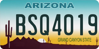 AZ license plate BSQ4019