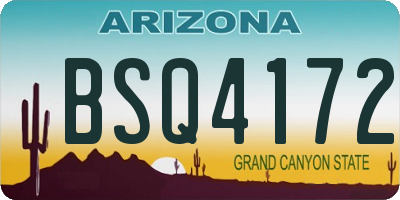 AZ license plate BSQ4172