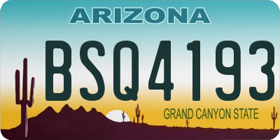 AZ license plate BSQ4193