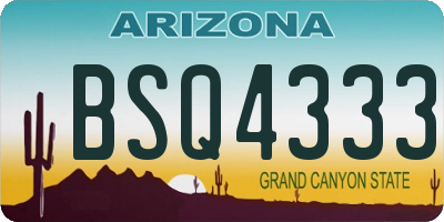 AZ license plate BSQ4333