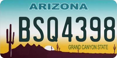 AZ license plate BSQ4398