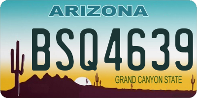 AZ license plate BSQ4639