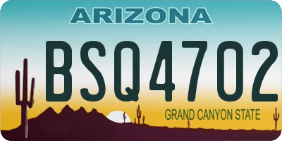AZ license plate BSQ4702