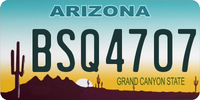 AZ license plate BSQ4707
