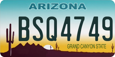 AZ license plate BSQ4749