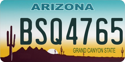 AZ license plate BSQ4765