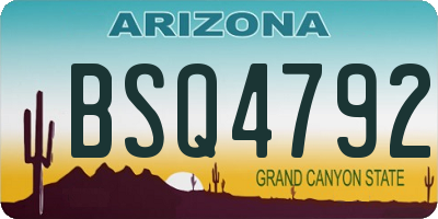 AZ license plate BSQ4792