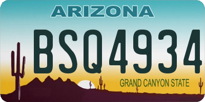 AZ license plate BSQ4934