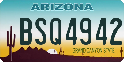 AZ license plate BSQ4942