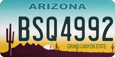 AZ license plate BSQ4992