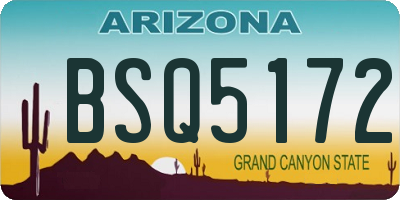 AZ license plate BSQ5172