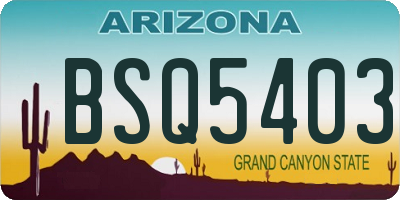 AZ license plate BSQ5403