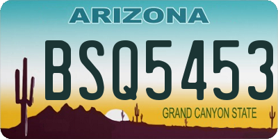 AZ license plate BSQ5453