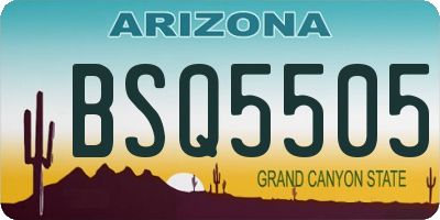 AZ license plate BSQ5505
