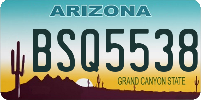 AZ license plate BSQ5538