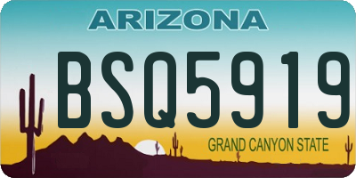 AZ license plate BSQ5919