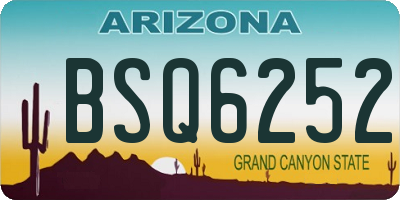 AZ license plate BSQ6252