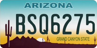 AZ license plate BSQ6275
