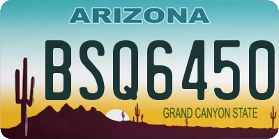 AZ license plate BSQ6450