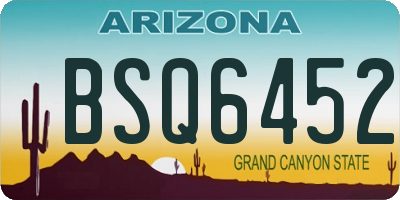 AZ license plate BSQ6452