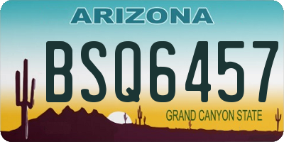 AZ license plate BSQ6457