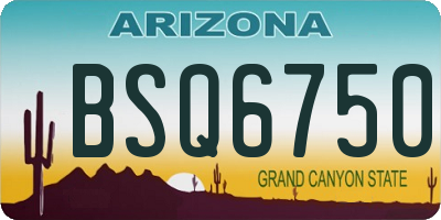 AZ license plate BSQ6750