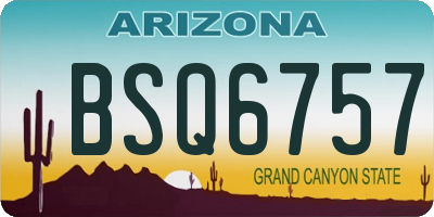 AZ license plate BSQ6757