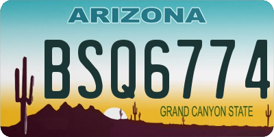 AZ license plate BSQ6774