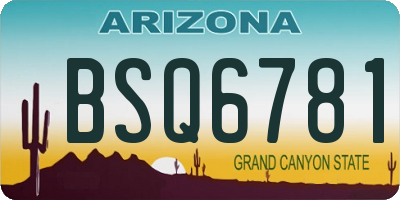 AZ license plate BSQ6781