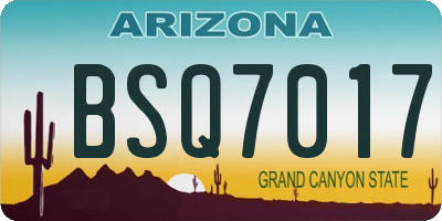 AZ license plate BSQ7017