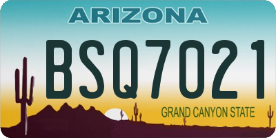 AZ license plate BSQ7021
